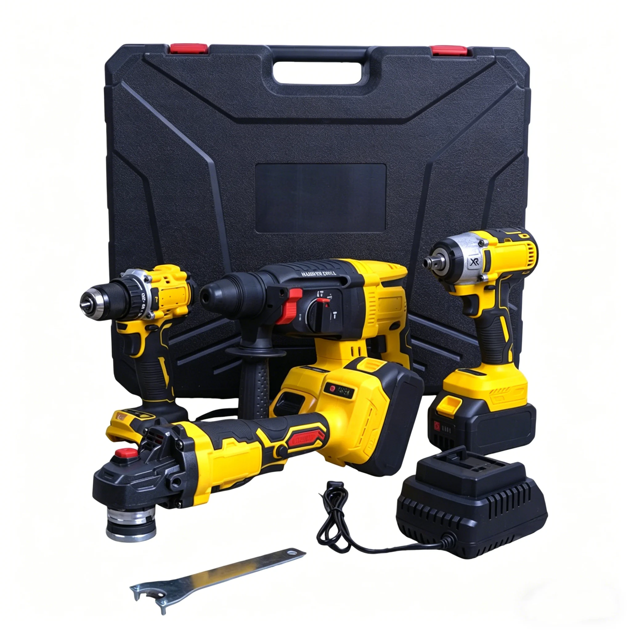 Power Tools Combo Kits - Wielofunkcyjny zestaw elektronarzędzi: wiertarko-wkrętarka akumulatorowa, klucz