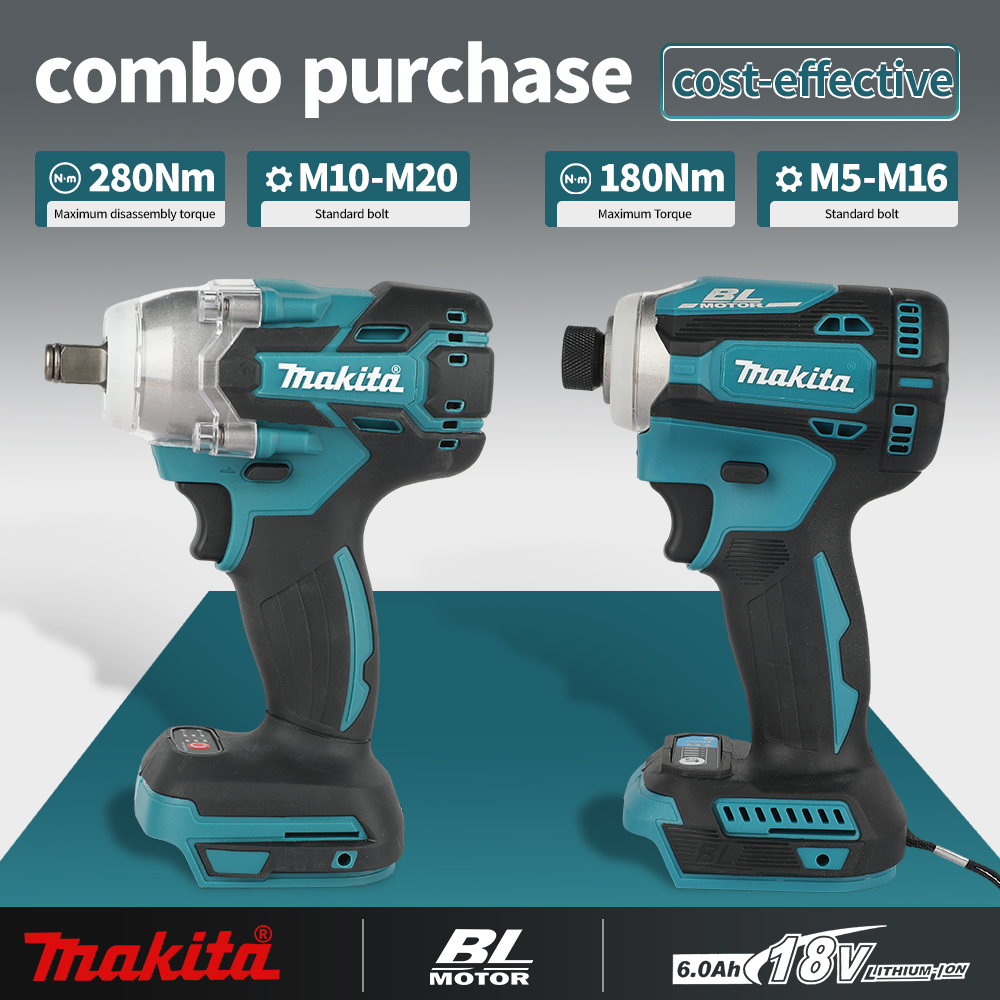Power Tools Combo Kits - Zestaw narzędzi akumulatorowych Makita DTW285+DTD171 z